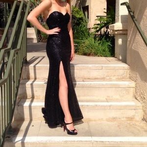 Black floor length sequin dress